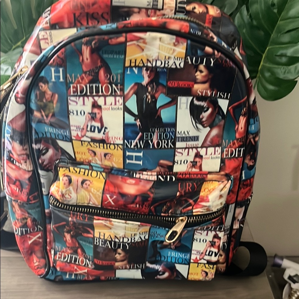 Fashion Magazine Print Backpack